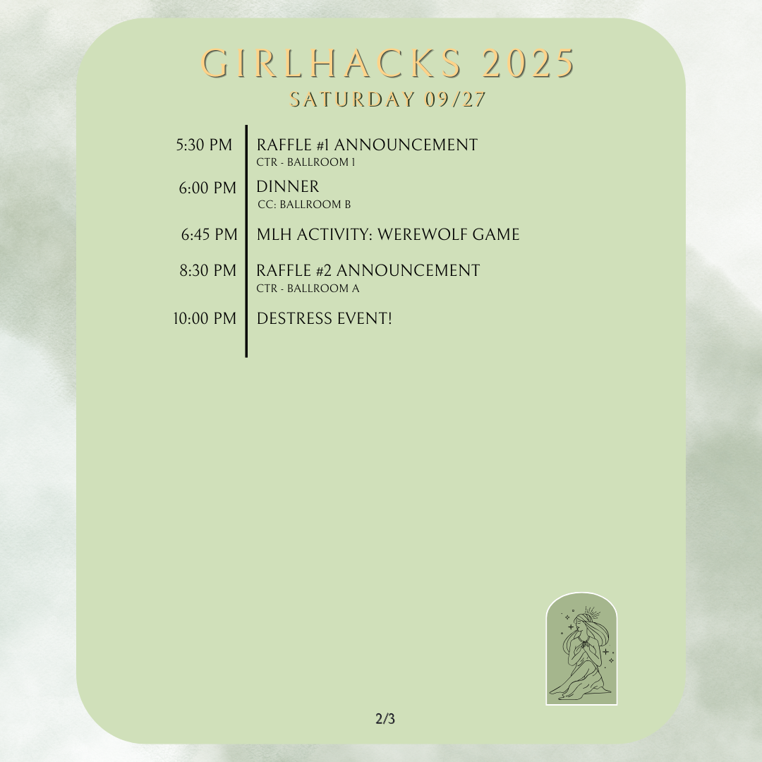 GirlHacks Saturday Agenda