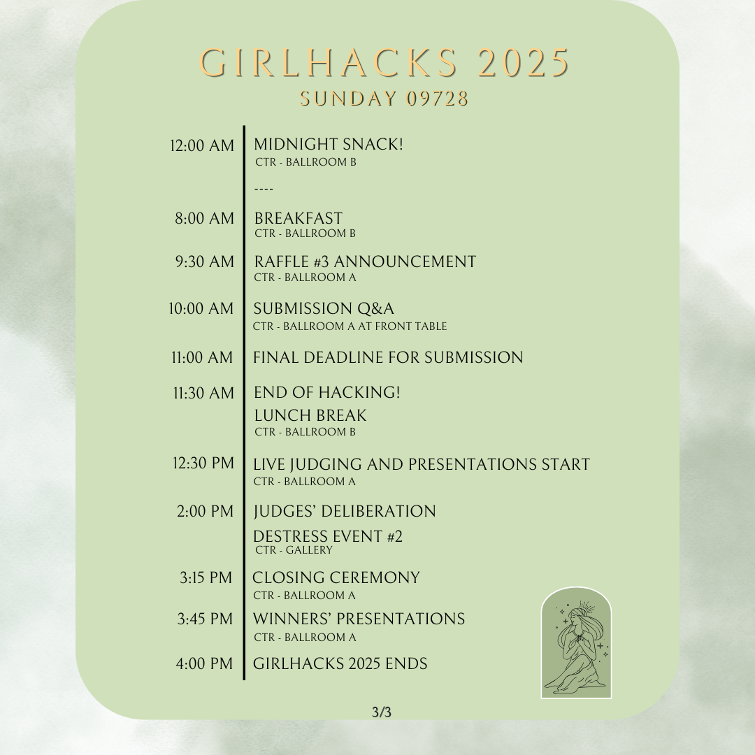 GirlHacks Sunday Agenda